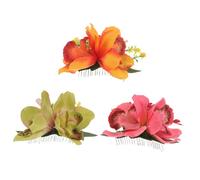 DECORNIJIA 3pcs Hawaiian Flower Hair Combs Lightweight Artificial Orchid Floral Bridal Headpieces Wedding Side Clip Bun Hair Accessories for Women Beach Holiday