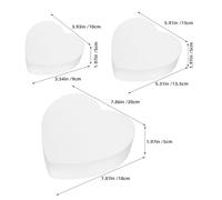 DECORNIJIA 3pcs Heart-shaped Cake Dummy Set, White Polystyrene Foam Practice Cakes for DIY Modeling, Decorating, and Display - 6/8/10 Inch with 5cm Height for Baking Sculpture and Craft