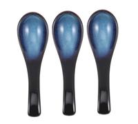 DECORNIJIA 3pcs Japanese Style Ceramic Ramen Spoons Microwave Safe Porcelain Soup Spoons for Asian Soups Porridge Rice Dumplings with Unique Kiln Craftsmanship