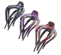 DECORNIJIA 3pcs Large Heart-shaped Hair Claw Clips for Thick Hair Rock Texture in Grey Blue Red and Purple for Women and Styling