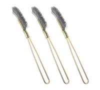 DECORNIJIA 3Pcs Mini Stainless Steel Wire Brush Set with Bent Head for Rust Removal, Interchangeable Heads for Versatile Cleaning in Household and Metalwork
