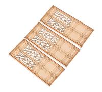 DECORNIJIA 3pcs Miniature Dollhouse Double Doors Wooden Furniture Model DIY Traditional Chinese Hui Style Architecture for Fairy Tale Pretend Play and Model Building