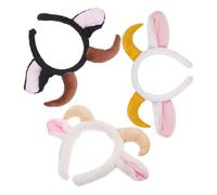 DECORNIJIA 3pcs Plush Sheep Ears Headband with Lamb Ears and Horns, Comfortable Wear and Adaptable Size, for Costume Parties and Easter Celebrations