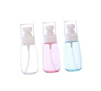 DECORNIJIA 3pcs Portable Refillable Spray Bottles Transparent Plastic Empty Mist Containers for Makeup Skincare Travel Use with Thick U Shape Body and Bottom Includes Pink and Blue Colors