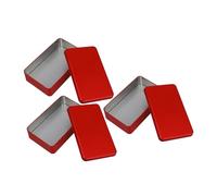 DECORNIJIA 3pcs Rectangular Metal Storage Tins with Lid Red Tinplate Boxes for Cookie Tins Art Supplies Jewelry and Office Organization Travel-friendly Containers