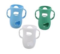 DECORNIJIA 3PCS Silicone Bottle Sleeve with Handles Insulated Feeding Protector for Glass Bottles Non-Slip Grip Covers in Blue White Green Anti-Flow Temperature Maintenance