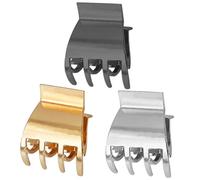DECORNIJIA 3pcs Small Metal Hair Claw Clips Set for Fine Hair Gold Silver and Gun Black for Women and and Daily Use