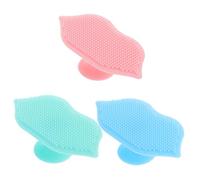 DECORNIJIA 3Pcs Soft Silicone Face Wash Brushes with Suction Cup Handle for Women Gentle Exfoliating Facial and Lip Scrubber Deep Cleansing Pore Pad Travel Skincare Tools in Green Blue Pink
