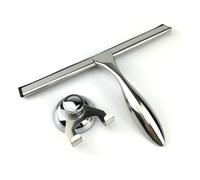DECORNIJIA 3pcs Stainless Steel Bathroom Shower Squeegee with Rubber Blade for Glass Doors Tiles Mirror Cleaning Heat and Cold Resistant Surface Wiper with Suction Cup Holder