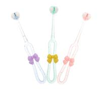 DECORNIJIA 3pcs Three Sided Teen Toothbrush with Soft Bristles for Sensitive Gums Portable Cute Bowknot Design Pink Purple Green Comprehensive Oral Care for Youth