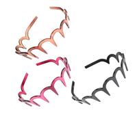 DECORNIJIA 3pcs Toothed U-shaped Headbands for Simple Hair Hoops Non-slip Skin-friendly Hairbands in Black Brown Burgundy for Daily Wear and Special Occasions