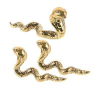 DECORNIJIA 3pcs Vintage Brass Snake Statue Classical Tea Ceremony Charm Decorative Zodiac Sculpture for Home Office Feng Shui and Antique Tea Culture Enthusiasts