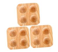DECORNIJIA 3pcs Wood Egg Tray Double Row Shockproof Egg Container for Refrigerator Kitchen Countertop Organizer Space-saving Storage Box
