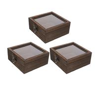DECORNIJIA 3pcs Wooden Insect Specimen Display Box Set with Lid, Small 10x10x4.5cm Shadow Frame Case for Biological Specimen Storage and Collection, Suitable for Butterfly and Bug Display