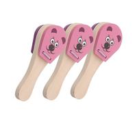 DECORNIJIA 3pcs Wooden Music Clapper for Animal Themed Hand Castanets with Long Handles Safe Natural Wood Percussion Instruments for Early Music Education and Interactive Play