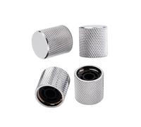 DECORNIJIA 4 Pcs Silver Plated Flat Head Volume Tone Control Knobs Caps for Electric Guitar Bass Metal Replacement Easy to Install