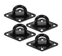 DECORNIJIA 4 Pcs Stainless Steel Pad Eye Plate Hooks for Ceiling and Wall, Black U-Shaped Utility Hooks with M6 Diamond Mounting, Heavy Duty Hanging Hardware for Home Storage and Organization