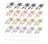 DECORNIJIA 40pcs Diy Dream Catcher Hanging Pendants Gemstone Bottom Support and Glass Cabochons, Multi-color Set for Indoor Wall Adornment and Craft Diy Decor