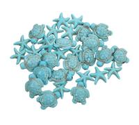 DECORNIJIA 40pcs Turquoise Sea Turtle and Beads Smooth Carved Ocean Animal Charms for Jewelry Making DIY Bracelets Necklaces Craft Supplies