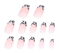 DECORNIJIA 48Pcs French Style Purple Grey Small Milk Stripe Artificial Fingernails Set, 24Pcs X2 Press on Nails for Nail Art Supplies and DIY Decoration