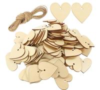 DECORNIJIA 4Cm Heart Shape Unfinished Wood Slices, DIY Craft Material for Valentine’S Day Love Ornaments, Wedding and Party Decoration, Natural Wooden Heart Cutouts for Scrapbooking and Art