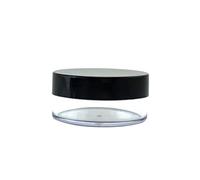 DECORNIJIA 4pcs 50g Empty Powder Case Makeup Powder Jar Portable Plastic Cosmetic Containers Black Lids Travel Puff Holder