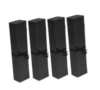 DECORNIJIA 4pcs 6-cavity Mini Truffle Boxes Black Dessert Packaging for Wedding Party Favor Candy and Chocolate Packaging 24x5.5x3.5cm Rectangle Cube