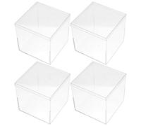 DECORNIJIA 4Pcs Acrylic Candy Storage Boxes with Lids, Small Square 10X10X10Cm 800Ml Containers for Candy, Chocolate, and Jewelry Organizers, Packaging Boxes for Valentine’S Day