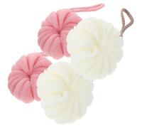DECORNIJIA 4pcs Bath Shower Loofah Ball Body Scrubber 4.32x4.32x1.97inch Practical Foaming Rich Bubbles Pe Material Bath Supply for Adult Bathroom Use