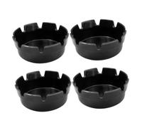 DECORNIJIA 4pcs Black Plastic Ashtray with Slots for Cigarette Butt Disposal Outdoor and Indoor Use Multiuser Safe Design for Office Home Patio Garden Smoking Areas
