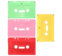 DECORNIJIA 4Pcs Blank Cassette Tapes for DIY Vintage Style Recording with Hard Case, Empty Audio Tape Set in Red, Pink, Light Green, Yellow for Home, Party, and Wall Decoration
