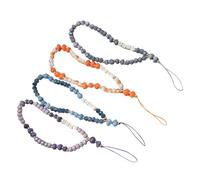 DECORNIJIA 4pcs Creative Irregular Crystal Stone Beaded Phone Lanyards Anti-lost Chains with Fixing Rope Wrist Straps for Mobile Phones Safe and Stylish Accessories for Women