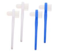 DECORNIJIA 4pcs Double-Sided Denture Toothbrush Lightweight Ergonomic Design for Oral Cleaning and Gum Care Portable False Teeth Brush for Adults Travel-Friendly Small