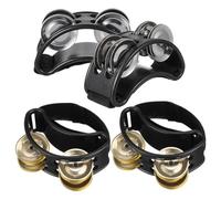 DECORNIJIA 4pcs Ergonomic Foot Tambourine with Metal Jingle Bells Comfortable Percussion Pedal for Adults Stylish Double Row Foot Shaker for Drum Guitar Playing and Music Practice