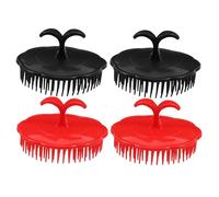 DECORNIJIA 4pcs Handheld Scalp Massager Brushes with Soft Plastic Bristles for Gentle Exfoliation and Shampoo Enhancement Round Hair Scrubbers for Wet and Dry Scalp Care and Hair Detangling