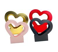 DECORNIJIA 4Pcs Heart Shaped Paper Flower Baskets Romantic Floral Packing Boxes for Bouquets Durable Hollow Out Design for Weddings Home and Shops Pink Red Black Gold