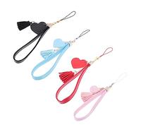 DECORNIJIA 4Pcs Leather Heart Tassel Phone Lanyard Lost Mobile Chain for DIY Phone Cases Lightweight Compact for Women Colors