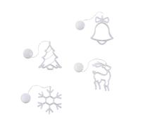 DECORNIJIA 4pcs LED Christmas Suction Cup Lamp Set Hooks, Battery-Free Window Curtain Lights Featuring Tree, Reindeer, Snowflake, and Bell Designs for Holiday Home Decor