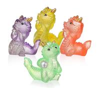 DECORNIJIA 4pcs Mini Dragon Figurines Micro Decor for Garden Landscape Cute Translucent Animal Figures in Green Yellow Purple Red for Dollhouse and Desktop Ornament