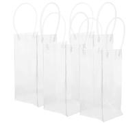 DECORNIJIA 4Pcs Multi-function Clear Wine Bottle Bags Portable Handheld Gift Tote for Household Storage and Convenient Transport Reusable Transparent Gift Packaging Pouches