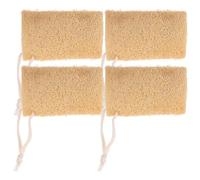 DECORNIJIA 4pcs Natural Loofah Dishwashing Scrubbers with Hanging Rope, Biodegradable Kitchen Cleaning Loofahs for Dishwashing and Bath Exfoliating, Unbleached Sponge Set for Sustainable Home