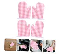 DECORNIJIA 4pcs Oven Mitts Heat Resistant Gloves Thickened Polyester for Cooking Baking Kitchen Use Safe Comfortable Design