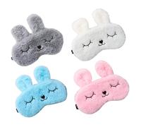 DECORNIJIA 4pcs Plush Cartoon Eye Masks Soft Breathable Shading Blindfolds for Sleep and Relaxation Assorted Blue Grey White Pink Colors