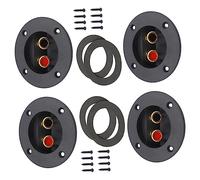 DECORNIJIA 4pcs Round Speaker Box Terminal Cup with Spring Loaded Binding Post and Screws Speaker Connector for Car Home Audio Subwoofer Wire Adapter