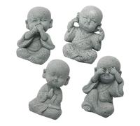 DECORNIJIA 4pcs Sandstone Little Monk Statues Garden Decor Traditional Buddhist Figurines for Home and Aquarium Decoration Adorable Chinese Style Sculpture