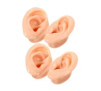 DECORNIJIA 4pcs Silicone Ear Model for Acupuncture Practice Realistic Flexible Training Tool Lifelike Piercing Dummy for Jewelry Display and Ear Stud Holder Use
