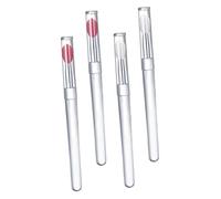 DECORNIJIA 4Pcs Silicone Lip Brush with Lids Transparent and Pink Heads Soft Makeup Applicators for Lipstick Lip Gloss Eyeshadow Professional and Portable Makeup Tools