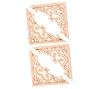 DECORNIJIA 4pcs Unpainted Wood Carved Appliques Solid Wooden Onlay Decorative Furniture Door with Chinese Tibetan European Style for Cabinet Bed Ornament