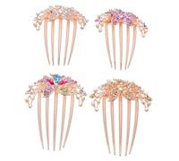 DECORNIJIA 4Pcs Vintage Rhinestone Floral Hair Side Combs Durable Bridal Hair Styling Clips for Women Everyday Wear Weddings and Parties