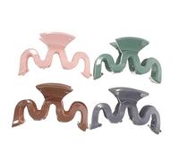 DECORNIJIA 4pcs Vintage Wavy Claw Hair Clips for Women Plastic Styling Clips for Thick and Thin Hair in Green Khaki Pink and Blue Suitable for Parties and Daily Wear